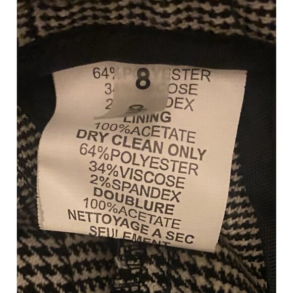 Trina Turk Dress Pants Womens 8 Ankle Black White Houndstooth Plaid Slim NWT - Picture 7 of 7